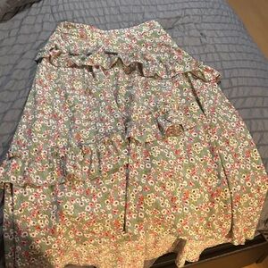 SHEIN Floral A-Line Skirt in Green and Pink